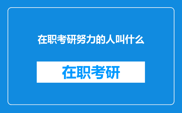 在职考研努力的人叫什么