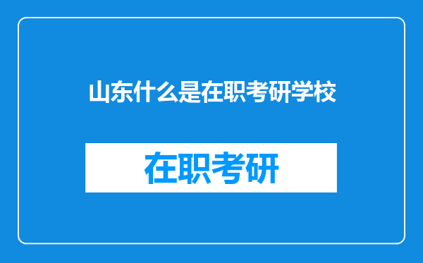 山东什么是在职考研学校